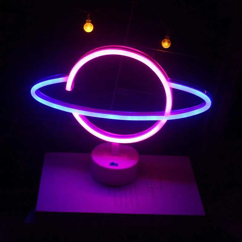 Pink Blue Planet neon sign Light USB/ battery dual purpose LED Lamp for Birthday Wedding Party Wall Camping Summer Home decor XJ250626