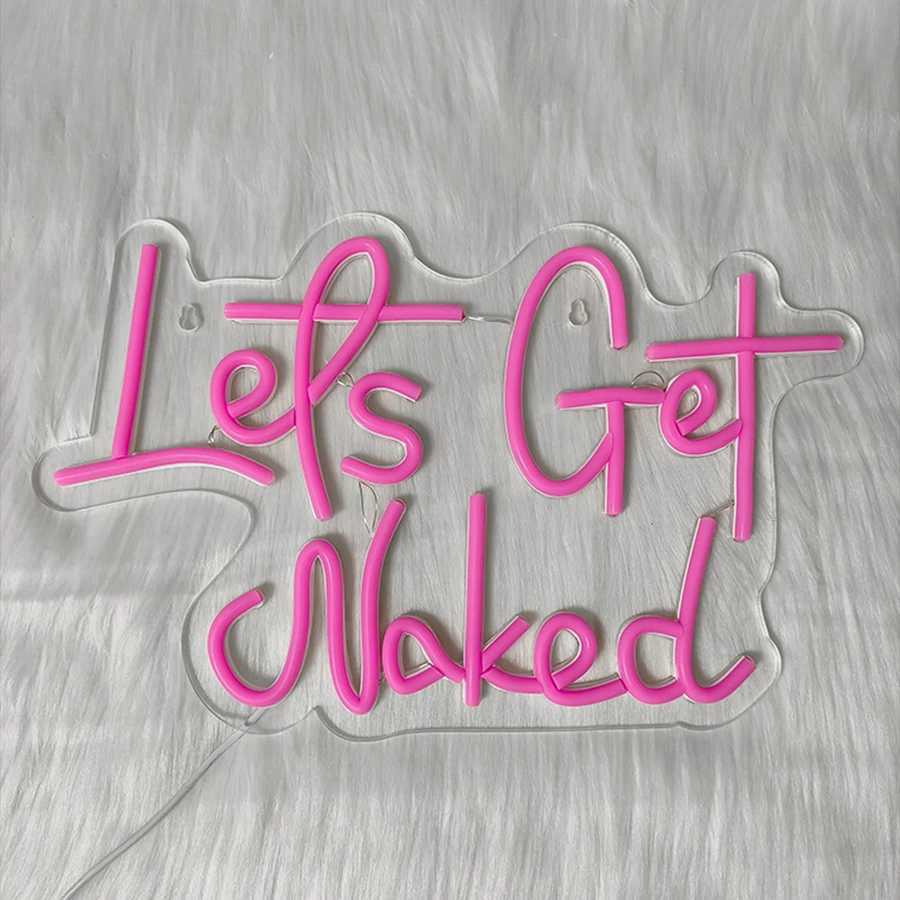 LetS Get Naked Neon Sign LED Neon Sign Powered By USB Pink Letter Sign Suitable For Bedroom Home And Hotel Wall Decor. XJ250626