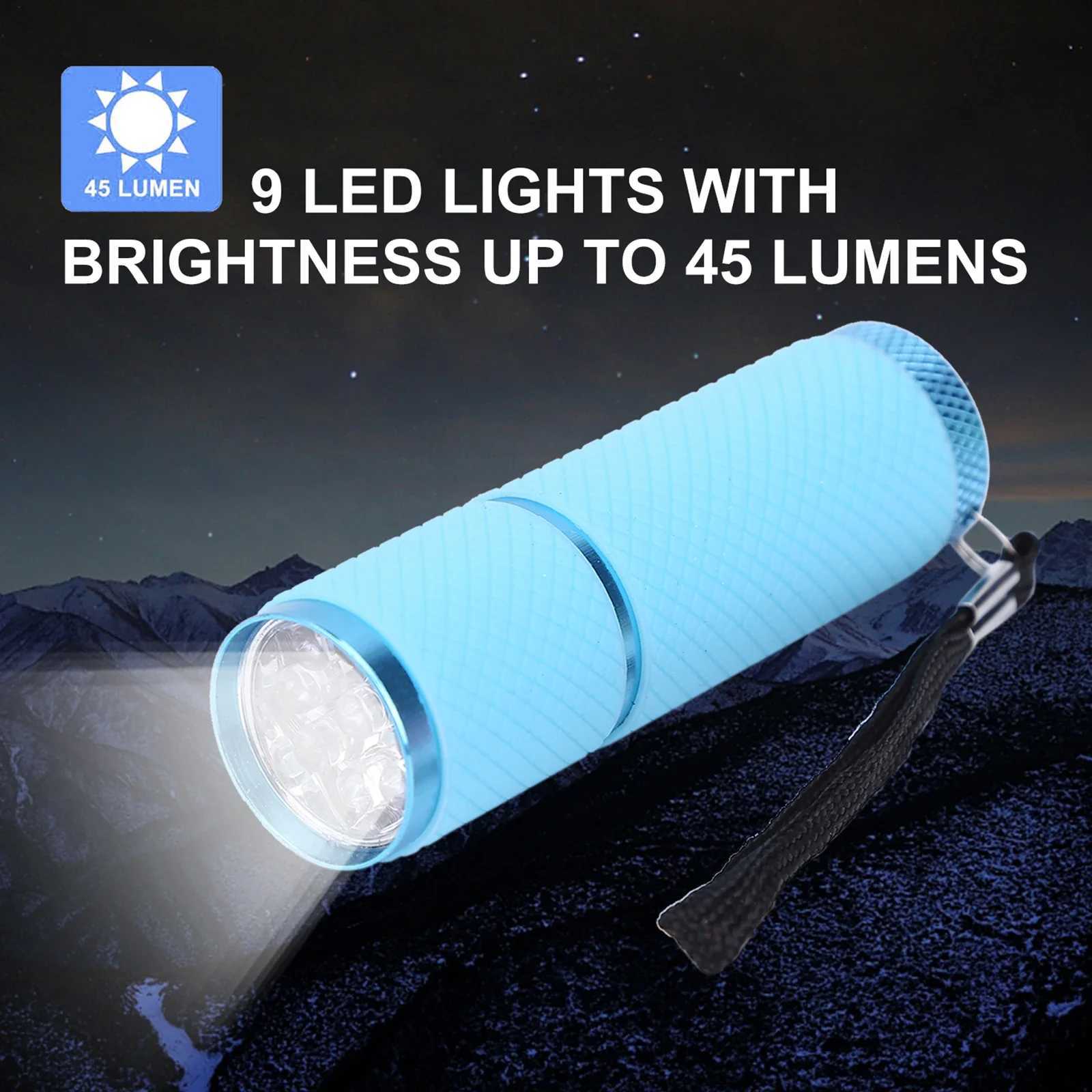 Mini Torch 9 LED Flashlight For Children Adults Aluminum Alloy Night Fishing LED Torch with Lanyard Outdoor Camping Light W250701