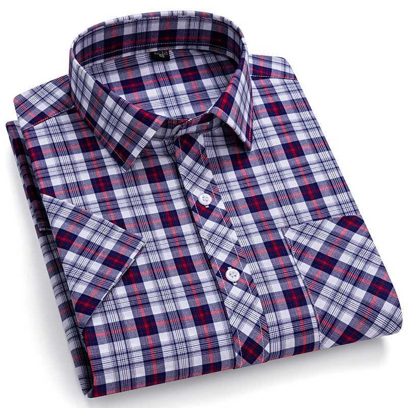 New Casual Shirts For Men Cotton Plaid Short Sleeve Elegant Business Dress Smart Summer Men Clothes England Fashion Top Shirts W250627