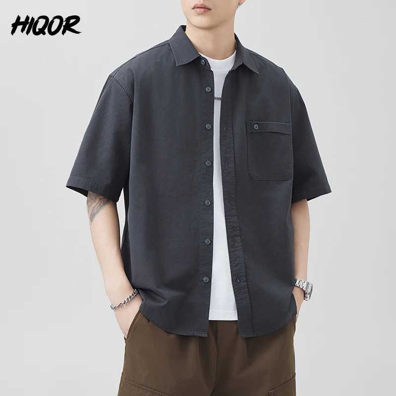 Japanese Thin Breathable Men Short-sleeved Shirt for Summer New Solid Color Lapel Short Sleeved Cardigan Business Casual Shirts W250627