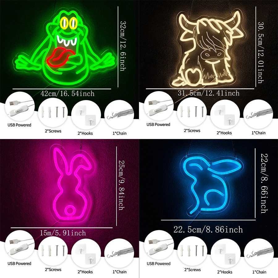 Neon Sign With Animal Theme LED Animal Lamp For Wall Decoration USB Powered Wall Lamp For Bedroom Club Office And Game Room. XJ250626