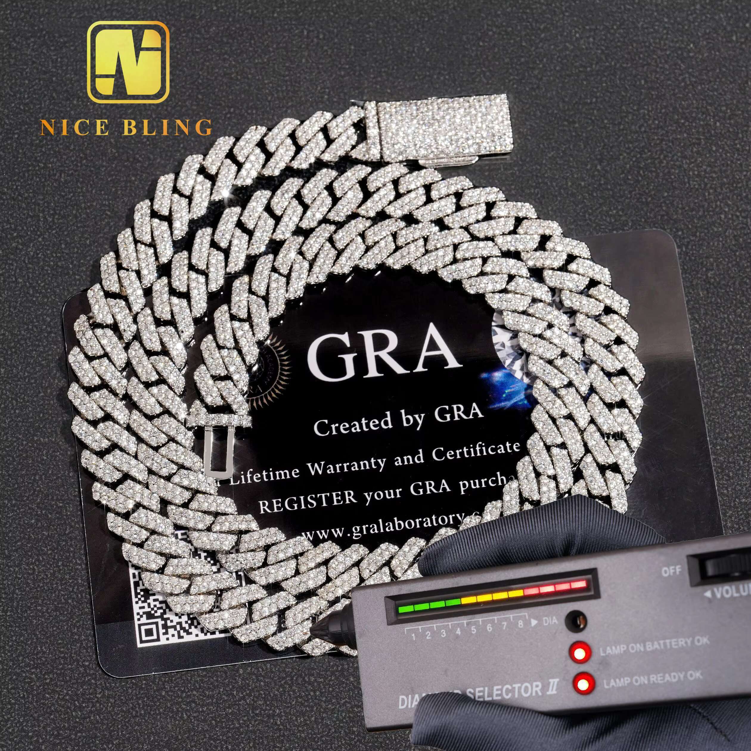 Stocks Hot Selling 8MM 925 Sterling Silver Gold Plated New Arrivals Hip Hop VVS D Color Moissanite Cuban Link Chain