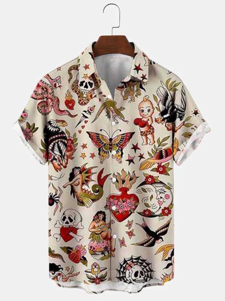 Summer Hawaiian Mens Shirts Mayan Culture Short Casual Sleeve Printed Clothing Large Extra Social Top Newcomer Sale Floral W250627