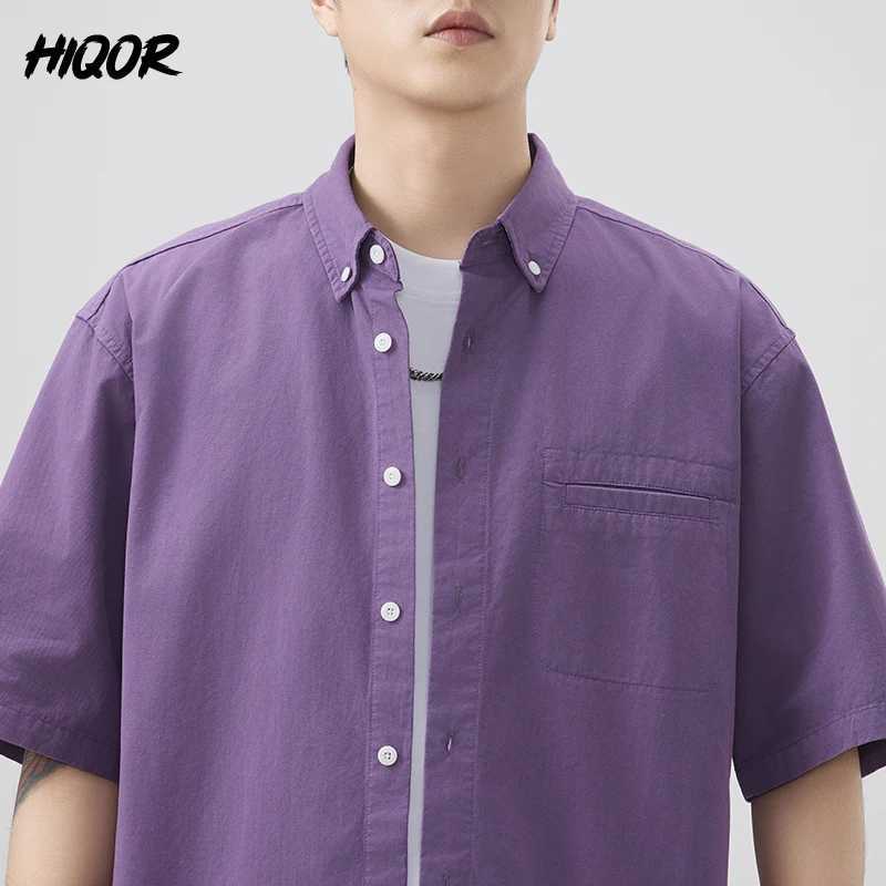 Fashion Style Baggy Solid Shirts Mens Short-sleeve Shirt Summer New Button Turn Down Neck Street Loose Casual Top Clothing Men W250627