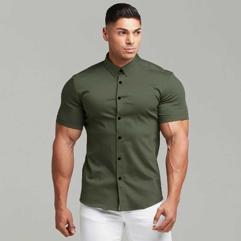 Summer Fashion Super Slim Fit Short Sleeve Shirts Men Classic Casual Dress Shirt Male Hipster Relaxed Luxe Formal Shirt W250627
