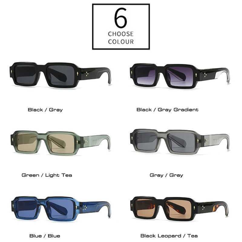 SO EI Ins Popular Fashion Square Women Rivets Sunglasses Vintage Punk Men Trending Shades UV400 Blue Green Sun Glasses U250627