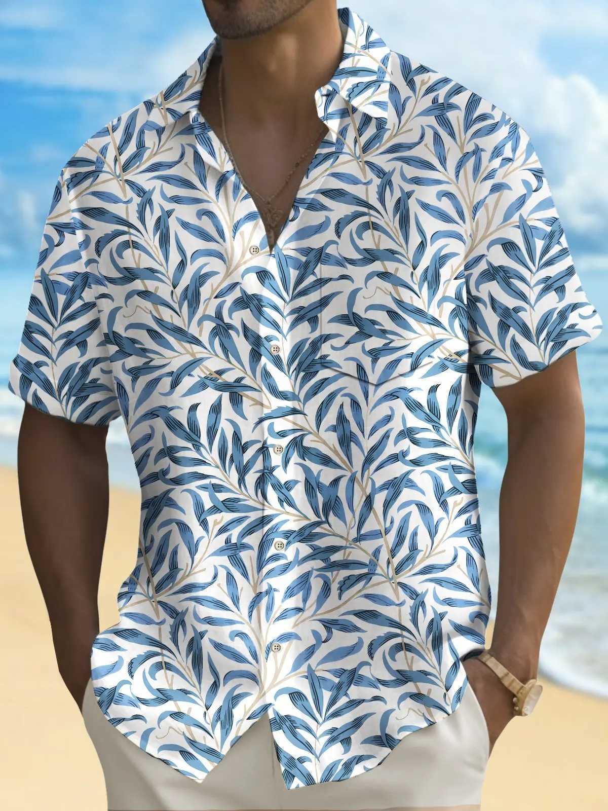 Summer Coconut Tree Palm Tree Surfing Hawaiian Mens Hawaiian Shirt Street Casual Summer Turndown Short Sleeves Polyester Shirts W250627
