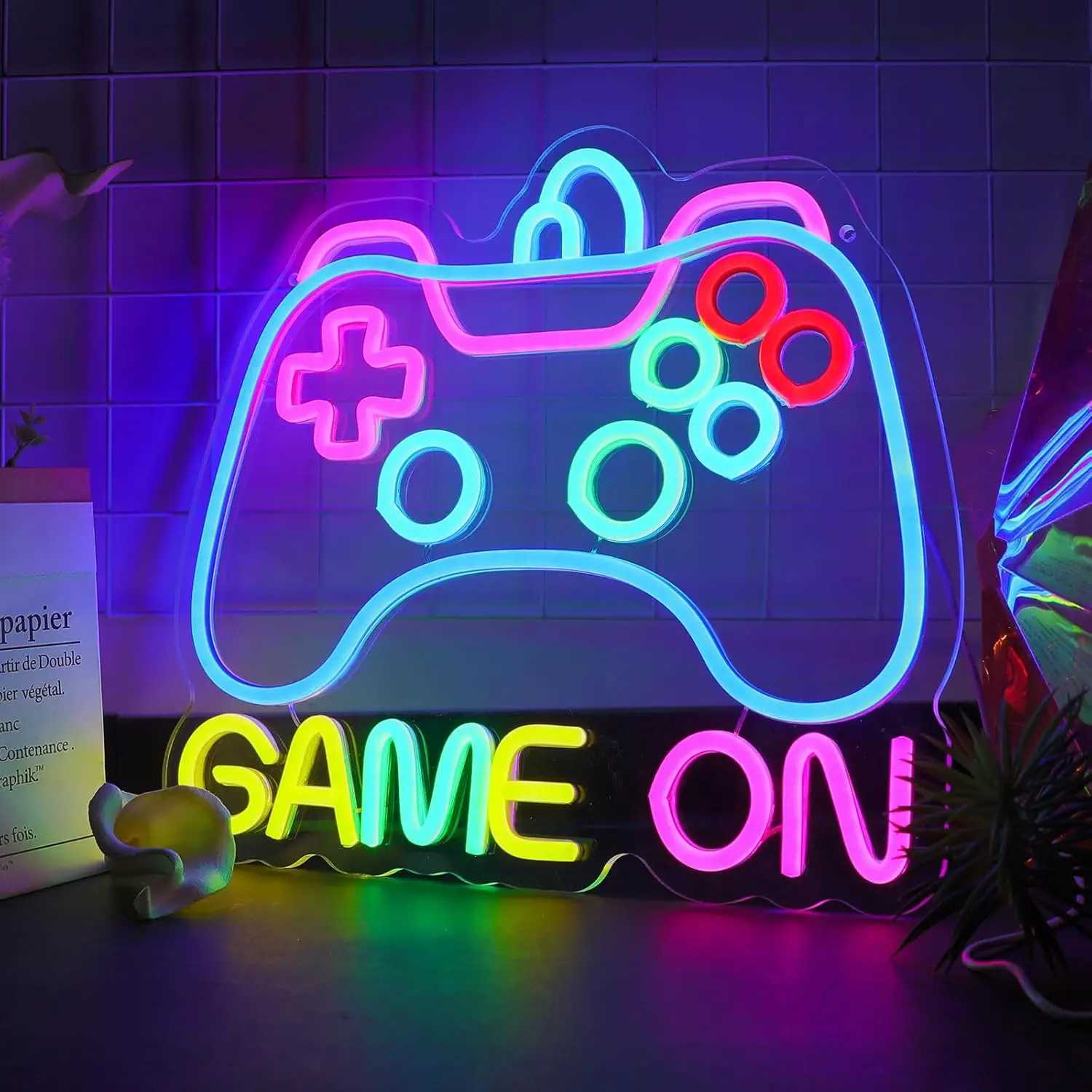 Gaming Neon Sign USB Dimmable Neon Light Sign LED Game Controller Sign for Bedroom Game Room Man Cave Wall Art Decor GiftXJ250626