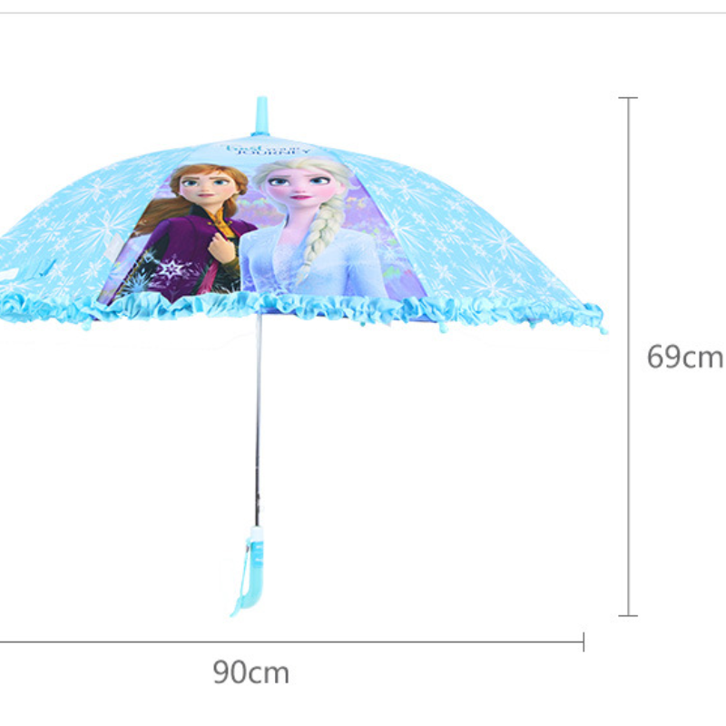 Disney Frozen Elsa Princess Children's Umbrella Baby Sunshade Student Long Handle Sun Umbrella Semi-Automatic Umbrella Kids Rain and Sun Protecti