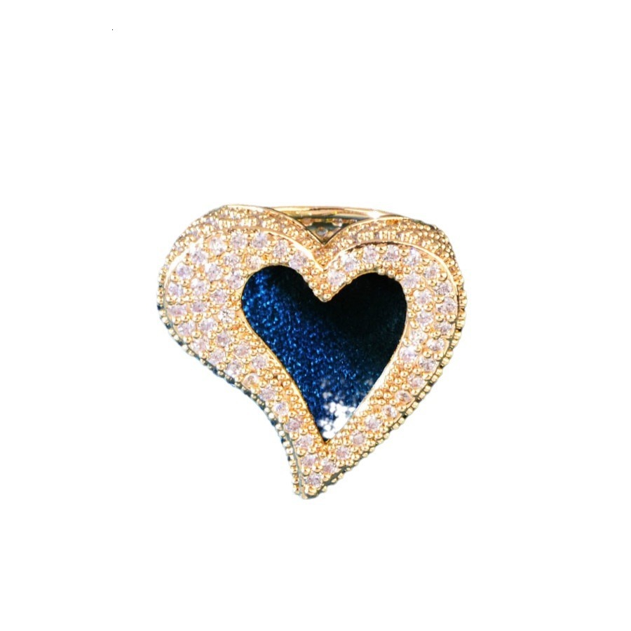 Trendy Hip Hop Romantic Hollow Heart Ring VVS Moissanite Iced Out Bling Jewelry real diamond wedding rings Pass the diamond tester