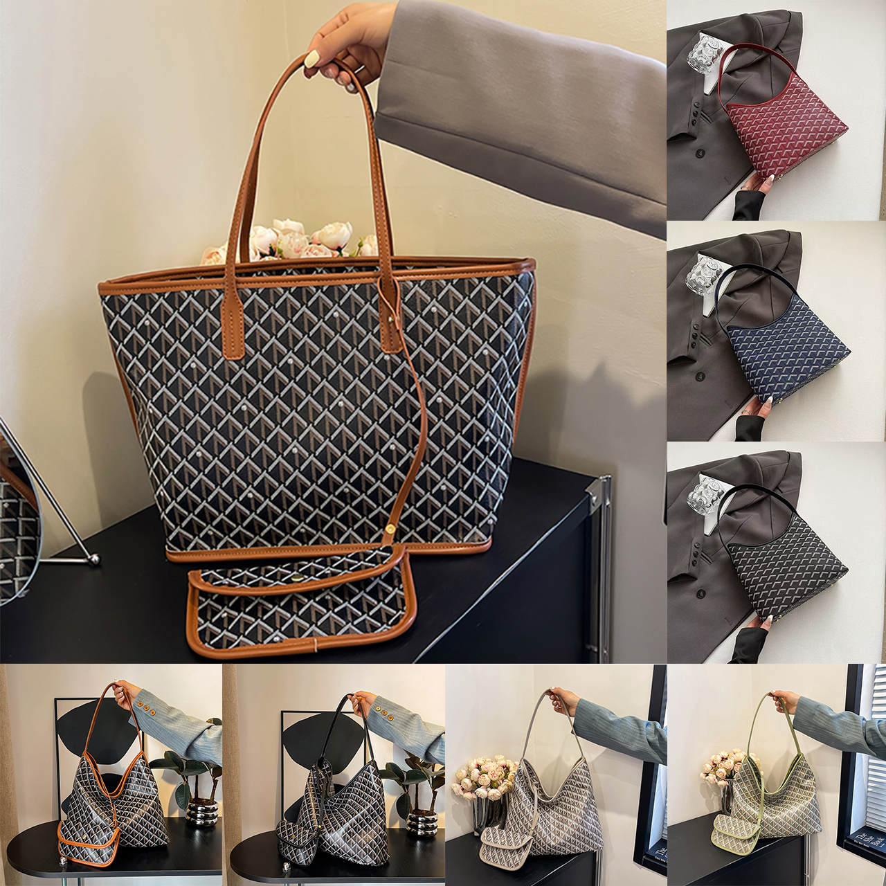 Handbag Designer Bag Fashion Shoulder Bag Tote Handbag Luxury Crossbody High Quality Leather Beach Bag Ladies Large Capacity Composite Commuter Shoppi
