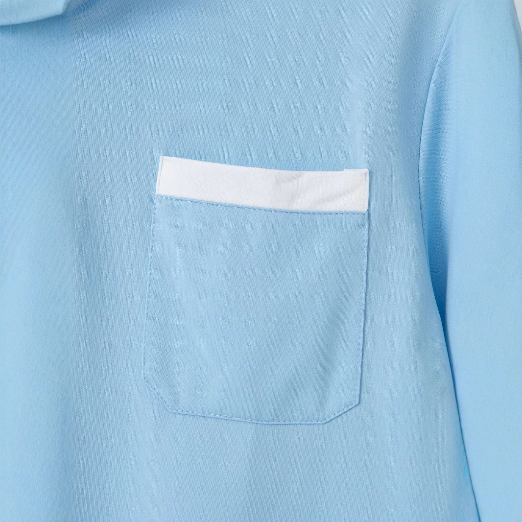 New Men's Summer Business Casual Short Sleeve Polo Breathable Color Block Henley Shirt