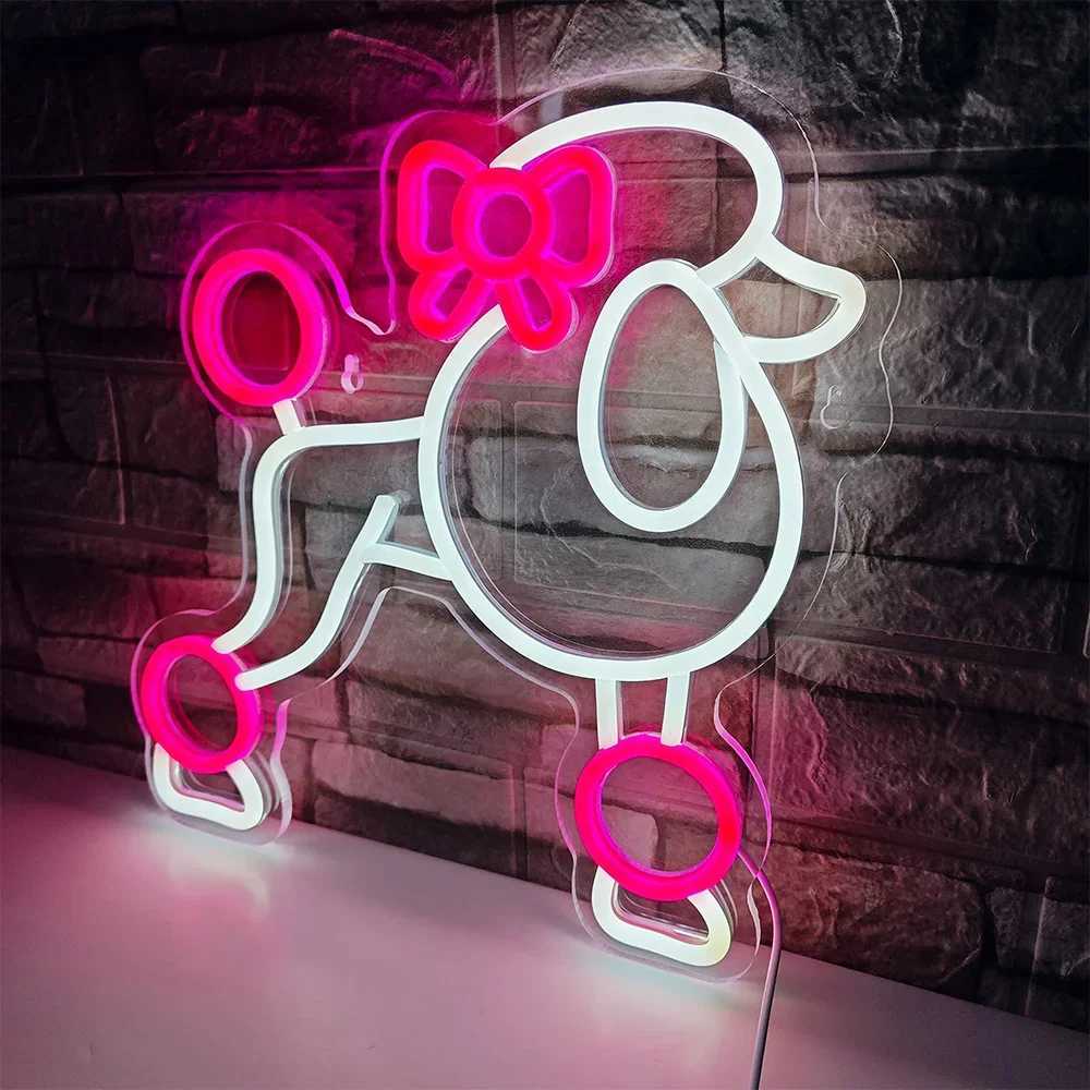 Cute Poodle Dog Neon Lights Animal Neon Sign for Bedroom Pet Shop Art Wall Decoration Pink Neon Light Birthday GiftXJ250626