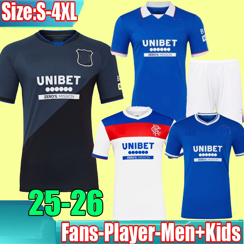 3XL 4XL 25 26 Glasgow RangersS Home Soccer Jerseys 2025 2026 Ibrox Heritage Fourth KENT TAVERNIER MORELOS COLAK Away white Football Shirt men Kids Kit