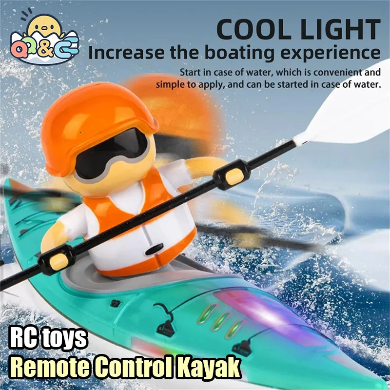RC Boat Paddling Kayak Racing Remote Control Speedboat Water Battle Ship Game Outdoor Childrens Toys for Kids Boys Gifts 250626