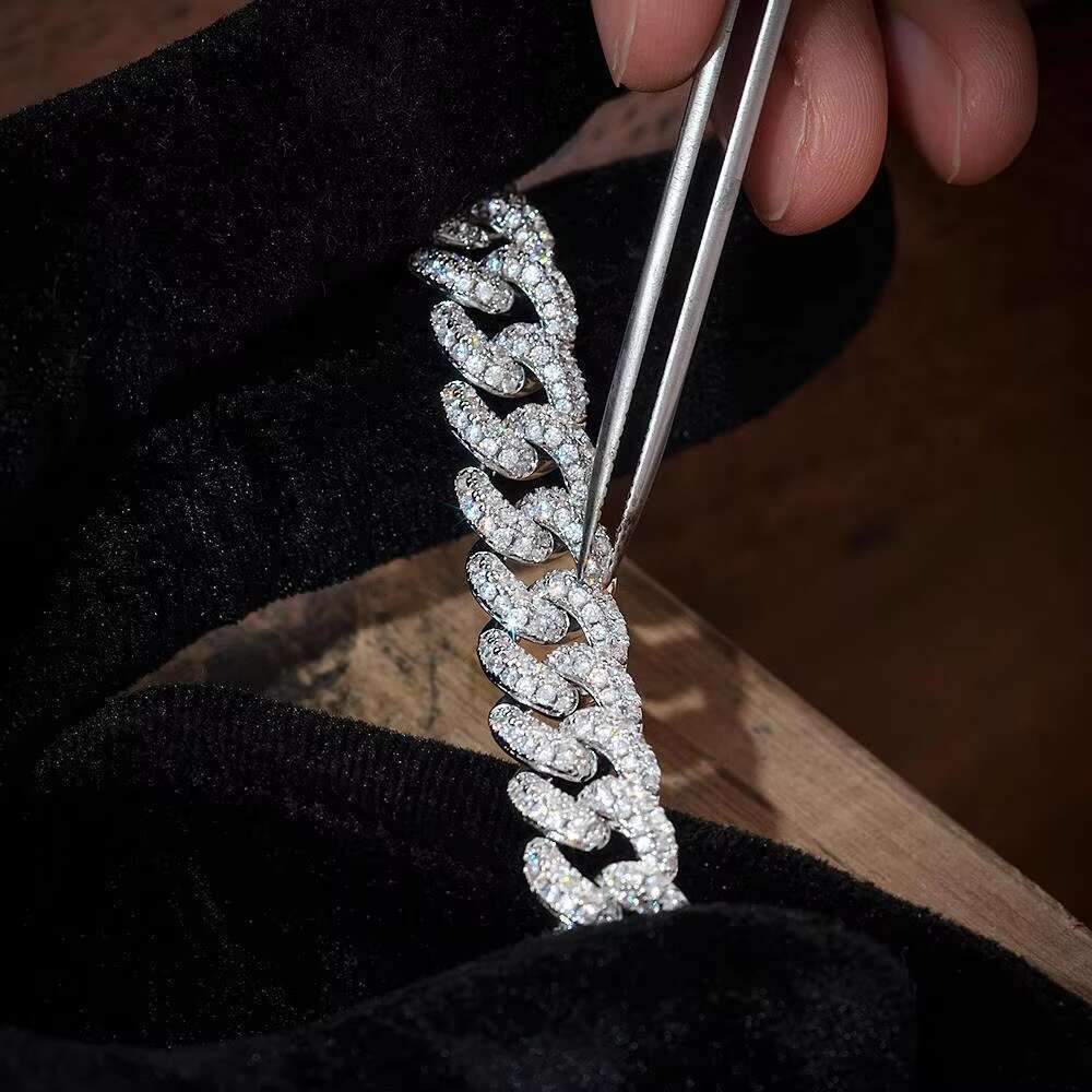 6mm 8mm 10mm 12mm White Gold 925 Sterling Silver VVS Moissanite Diamond Cuban Link Chain Men Women GRA Jewelry Bracelet Necklace