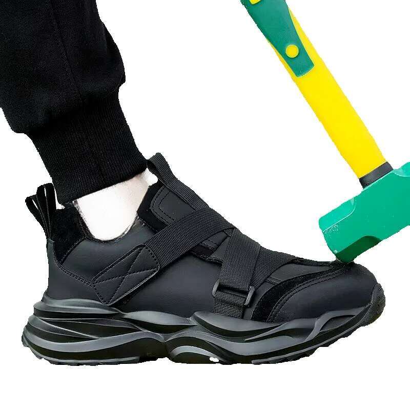 25 Hot Sales New Type Construction Worker Waterproof Leather Steel Toe Shoes, Light Black Ultra-fine Fiber Safety Shoes
