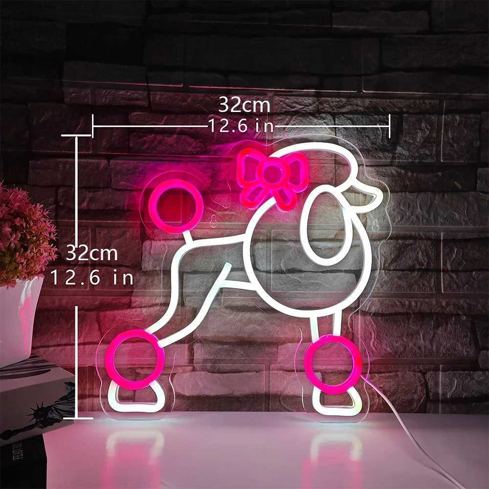 Cute Poodle Dog Neon Lights Animal Neon Sign for Bedroom Pet Shop Art Wall Decoration Pink Neon Light Birthday GiftXJ250626