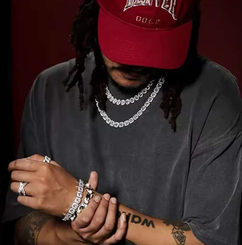 Hip Hop High-End Jewelry 925 Sterling Silver Shining Necklace Cluster Moissanite Cuban Chain Diamond Pendant Necklace Choker