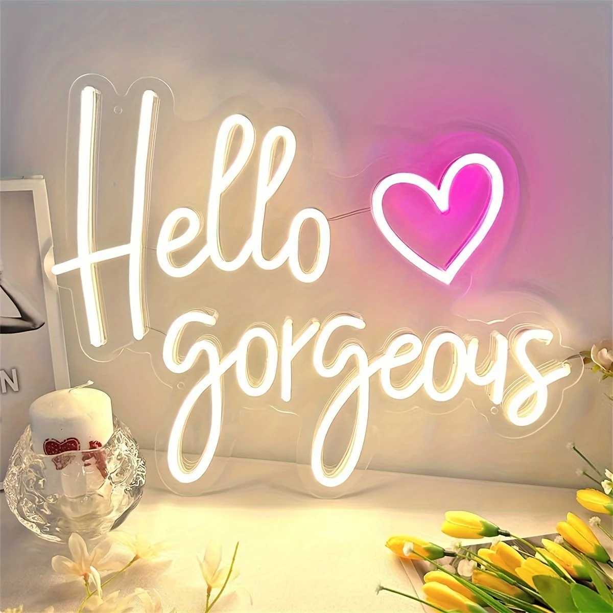 Hello Gorgeous Neon Sign LED Neon Light Wall Art for Bedroom KTV and Home Decor -Perfect Birthday Gift for Beauty LoversXJ250626