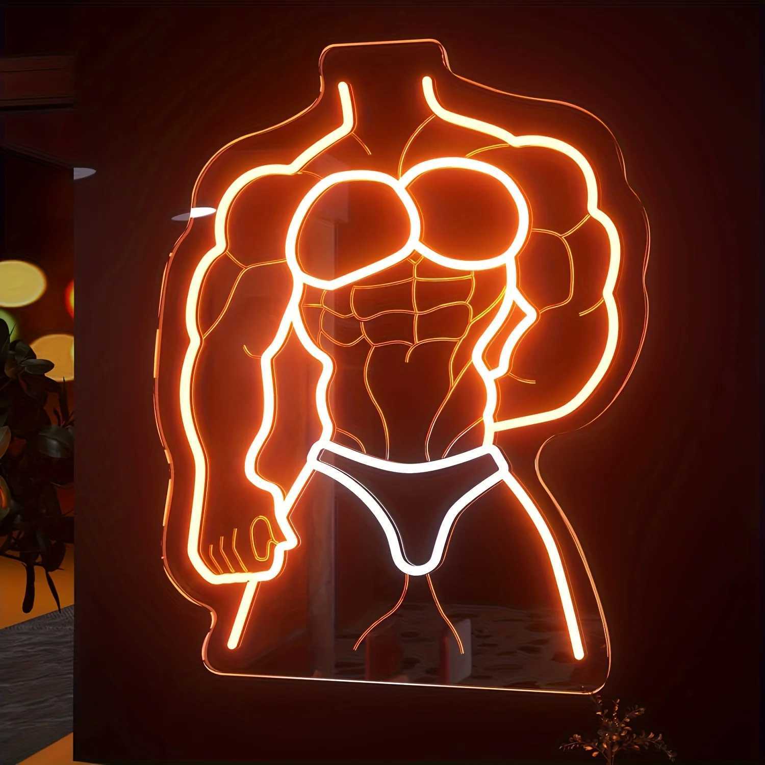 Muscle Man Neon Signs USB Powered Abdominal Muscle LED Neon Light Wall Decor For Bar Man Cave Fitness Room Bdedroom DecorationXJ250626