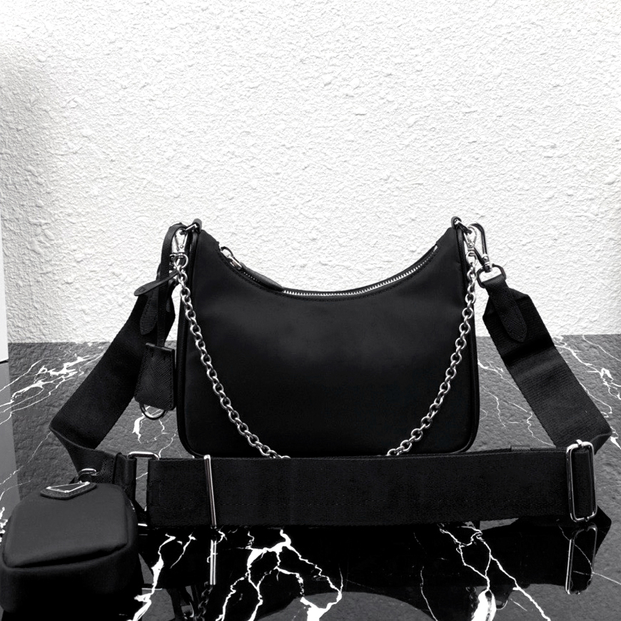 Hobo Famous Nylon 3 Pcs Ladies Shoulder Crossbody Luxury Chain Armpit Bags Half Moon Clutch Fashion New Trend Multi Purpose Handbags