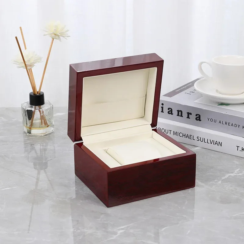 Portable Mini Single Slot Watch Box Red Wooden Storage Case Jewelry Gift Box for Watches Rings 250626