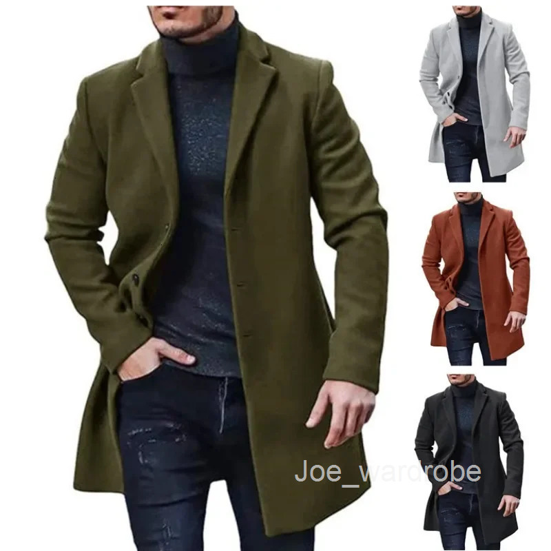 2023 Mens Autumn and Winter Fashion Casual Woolen Coat Woolen Coat Windbreaker