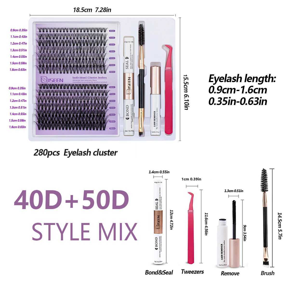 DIY Lash Extension Mix Styles Individual Lash Clusters with Bond Seal Remover Tweezers Lash Brush eye Makeup tool W250627