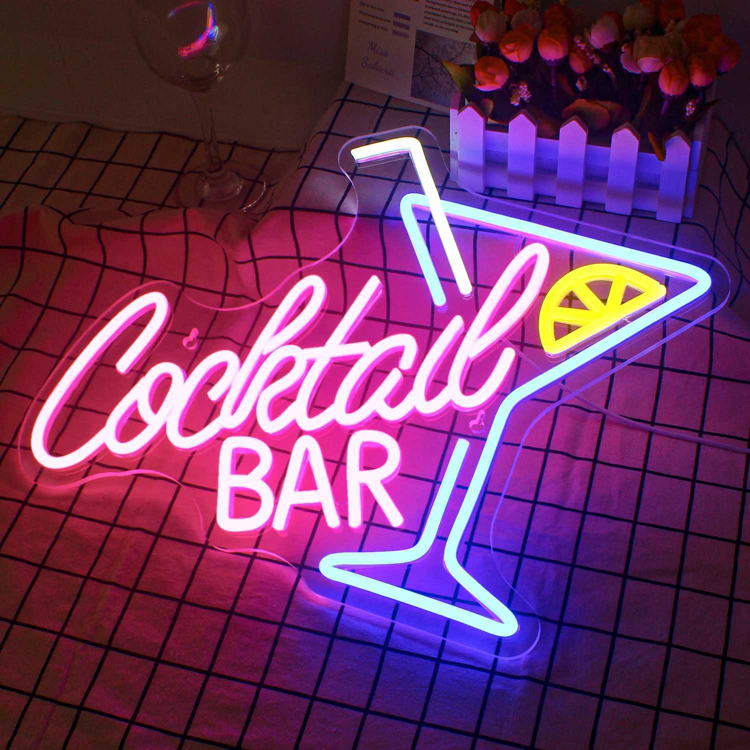 Cocktail Bar LED Neon Sign Art Wall Lights for Beer Bar Decor USB Powered LED Neon Light for Party Pub Night Club Man Cave Decor XJ250626