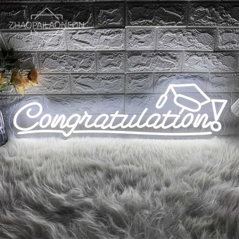 Congrats Neon Sign Wall Hanging Room Decor 2024 Doctor Master Graduation Ceremony LED Neon Lights USB Graduat Decoration SignsXJ250626