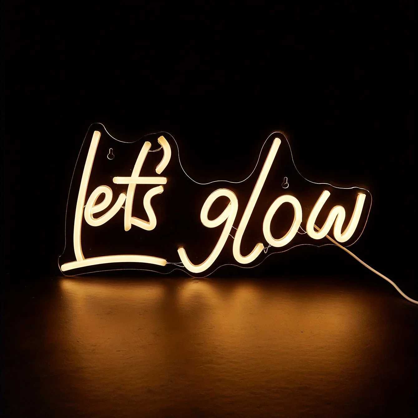 LED Lets Glow Neon Sign - Vibrant Ambiance Creator - Custom Shaped for Parties Weddings Bedrooms XJ250626