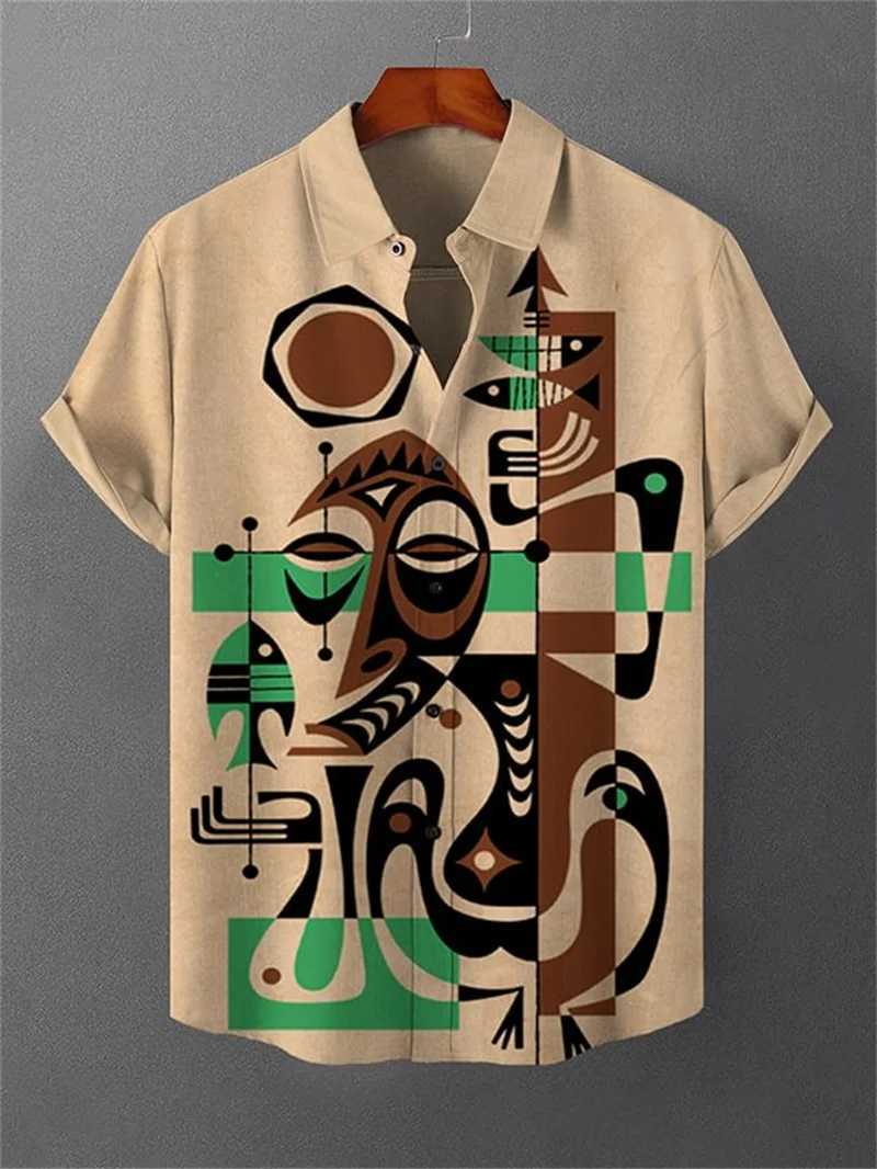 Mens Shirt Summer Casual Fashion Short Sleeved Loose Breathable Hawaiian Shirt mens Casual mens Clothing Top W250627