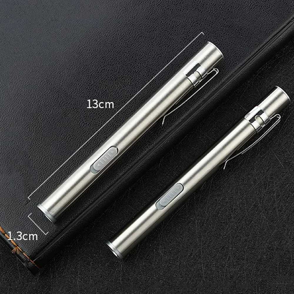 1PC Mini LED Flashlight USB Rechargeable Pocket Torch Bright Portable Light for Camping Hiking Emergency Outdoor Activities W250701