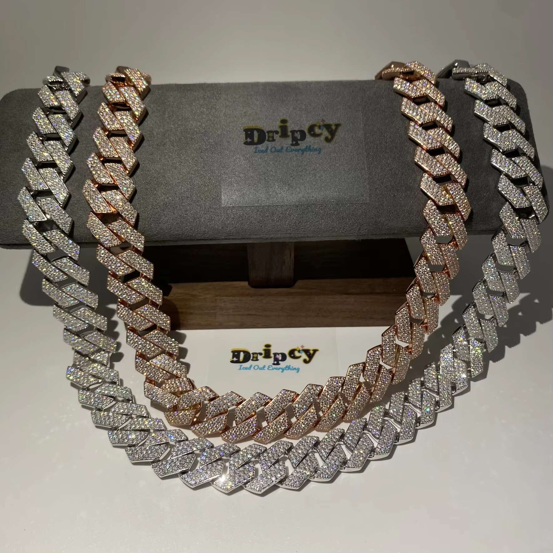 15MM Fashion Customization Moissanite Vvs1 d Color Cuban Link Chains Real Iced Necklace Hip Hop Pass Test