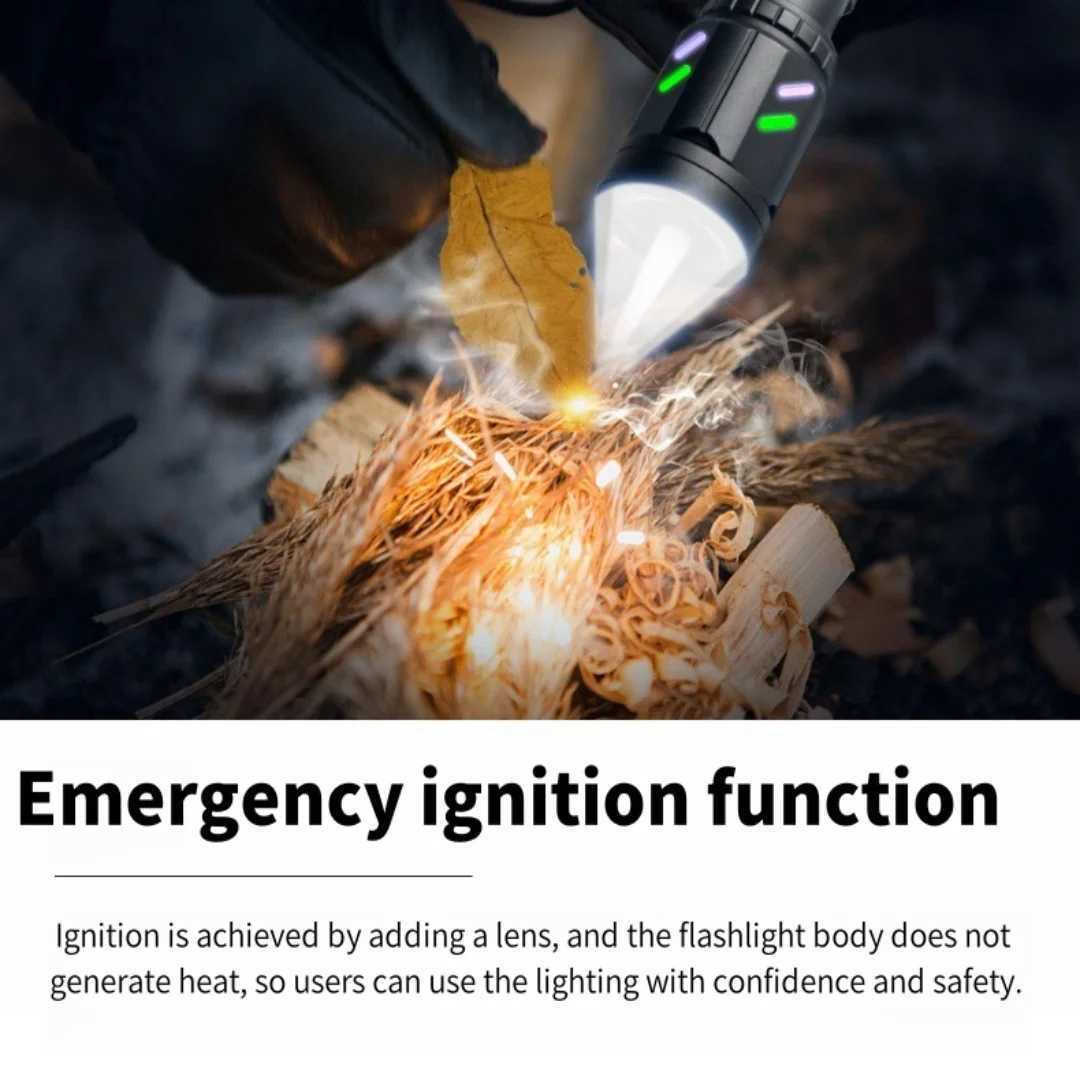 1000000LM Ultra-High Powerful Flashlight Battery Display Rechargeable Tactical Torch Ignitable Hand Lamp Outdoor Camping Lantern W250701