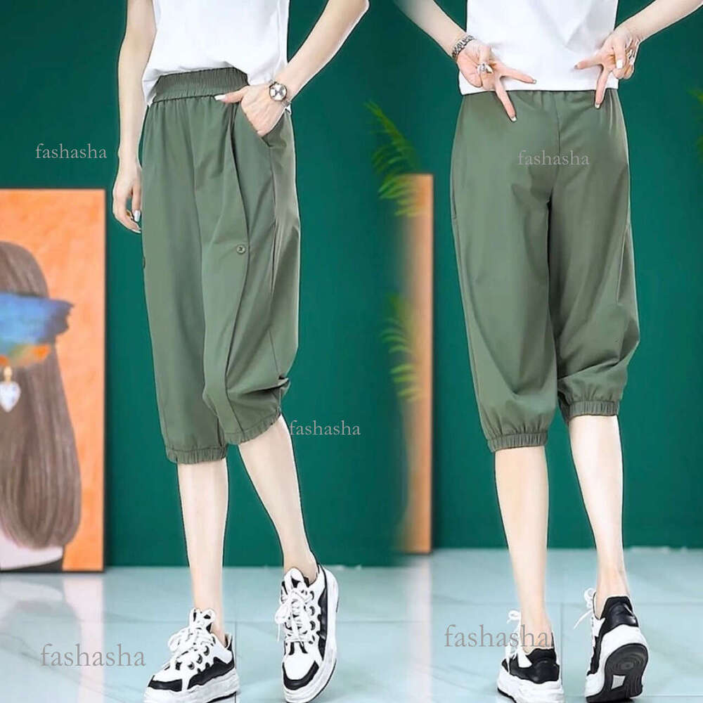 Clearance Sale Ice Silk Capri Pants for Women Summer Thin Casual Sports Quick-Dry Shorts Jogger Harem Mid-Length Pants