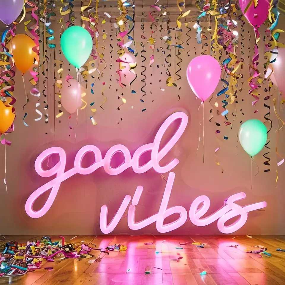 Chi-buy LED Neon Good Vibes USB Powered Neon Signs Decor Lamp Signs Birthday Gift Wall Art For Bedroom Room Bar Shop XJ250626