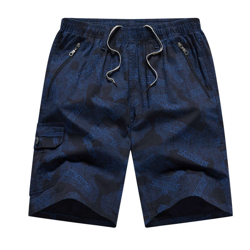 Mens Summer Shorts Five-Point Casual Camouflage Cargo Loose Fit Cotton Home Shorts Thin Style