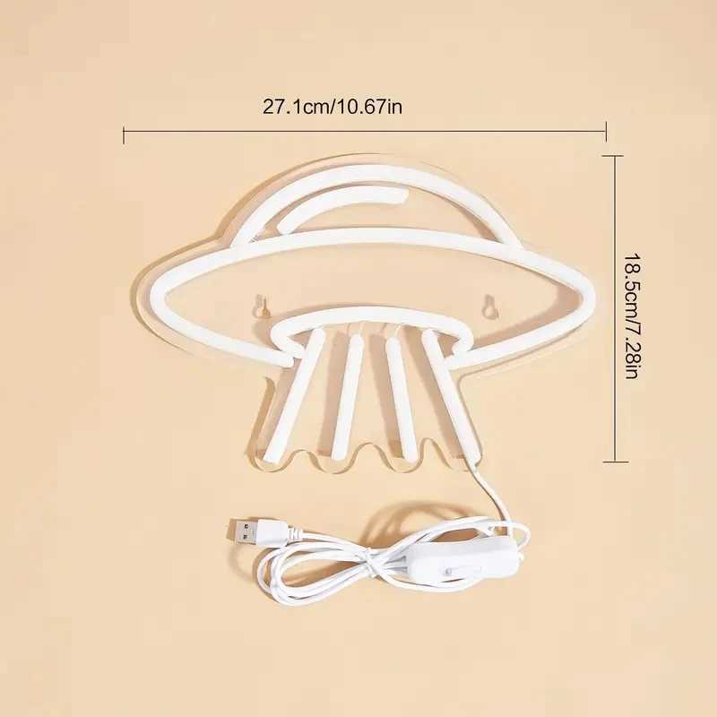 LED Neon Lights Dimmable Space Neon Signs for Wall UFO Neon Light up Sign for Bedroom Kids Space Game Room Neon Wall Signs Decor XJ250626