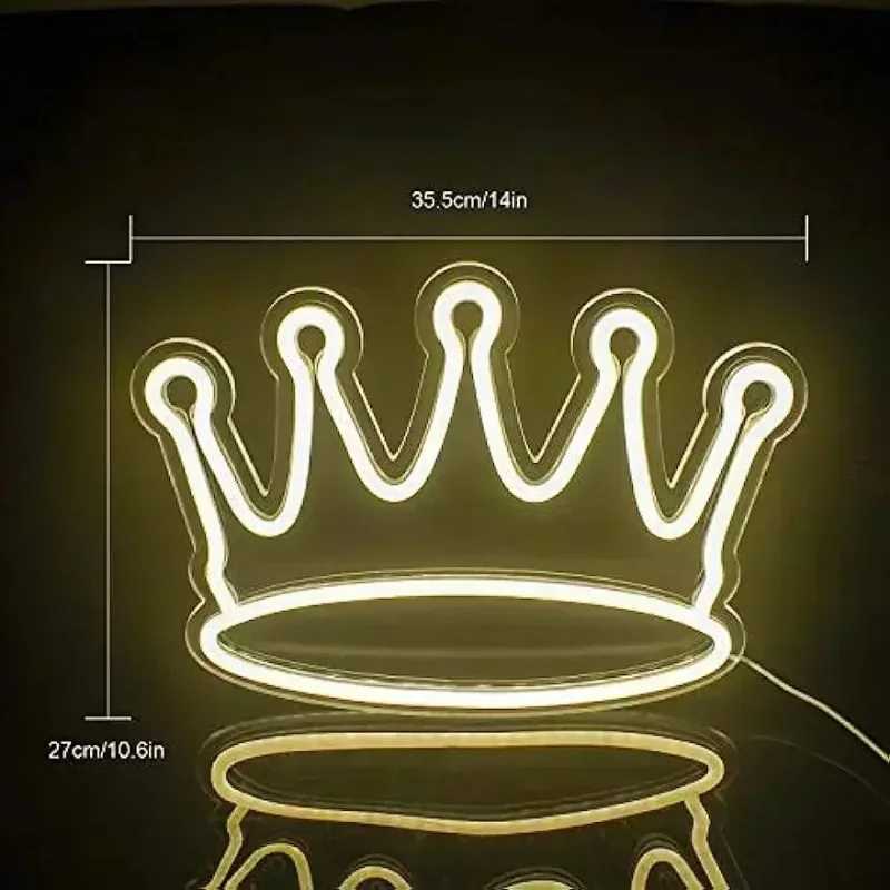 Crown Led Neon Sign Warm White Wall Decor Neon Signs for Wall Decor Kids Room Girls Bedroom Apartment Birthday Party Decoration XJ250626