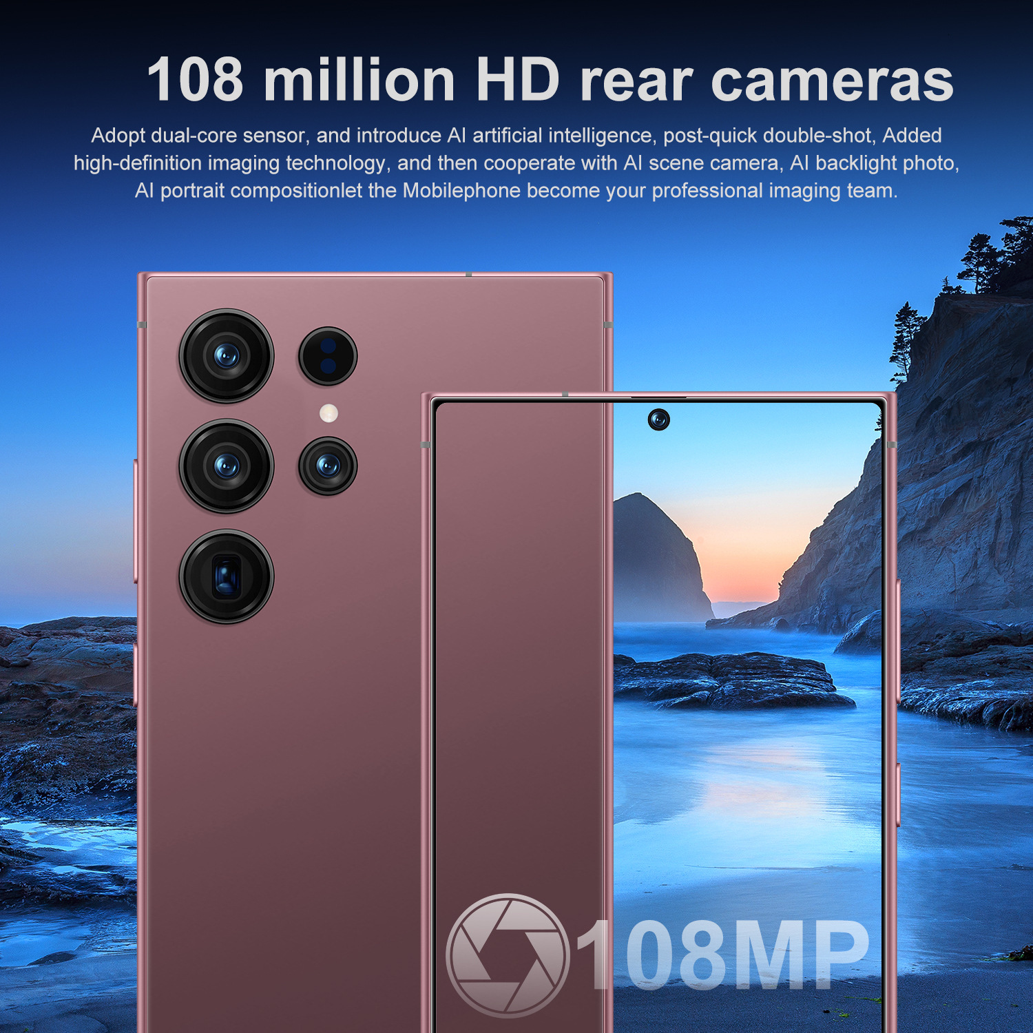 Android 13 S24 Ultra: Advanced 5G Mobile Device featuring a Giant Screen and High-Megapixel Cameras