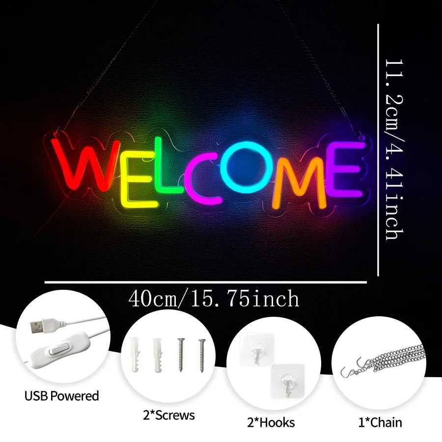 Welcome Neon Sign For Wall Decor LED Neon Light For Game Room Bedroom Living Room Party Decor Restaurant Pubs Bar Salon Cafes XJ250626