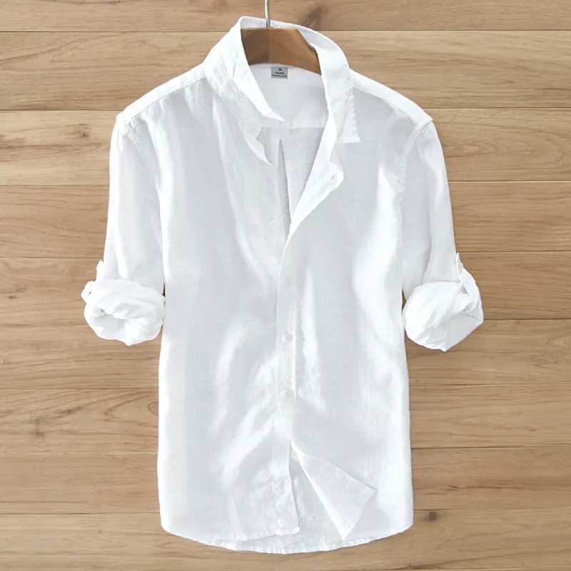 Suehaiwes Brand White Shirt Men Comfortable Pure Linen Shirts For Men Long Sleeve Casual Clothes Camisa Masculina Chemise W250627
