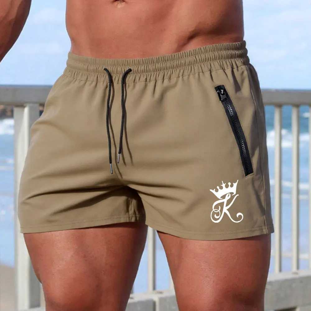 Mens King Print Swimming Summer Gyms Fitness Bodybuilding Beach Shorts Boxer Trunks Men Running Sportswear Z260314