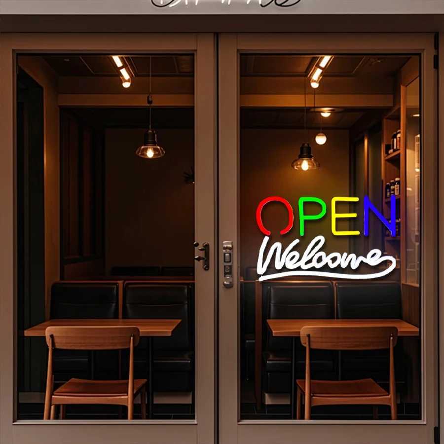Open Welcome Neon Sign For Wall Decor LED Neon Light For Business Bar Decor Club Shop Restaurant Salon Hotel Coffee Shop XJ250626