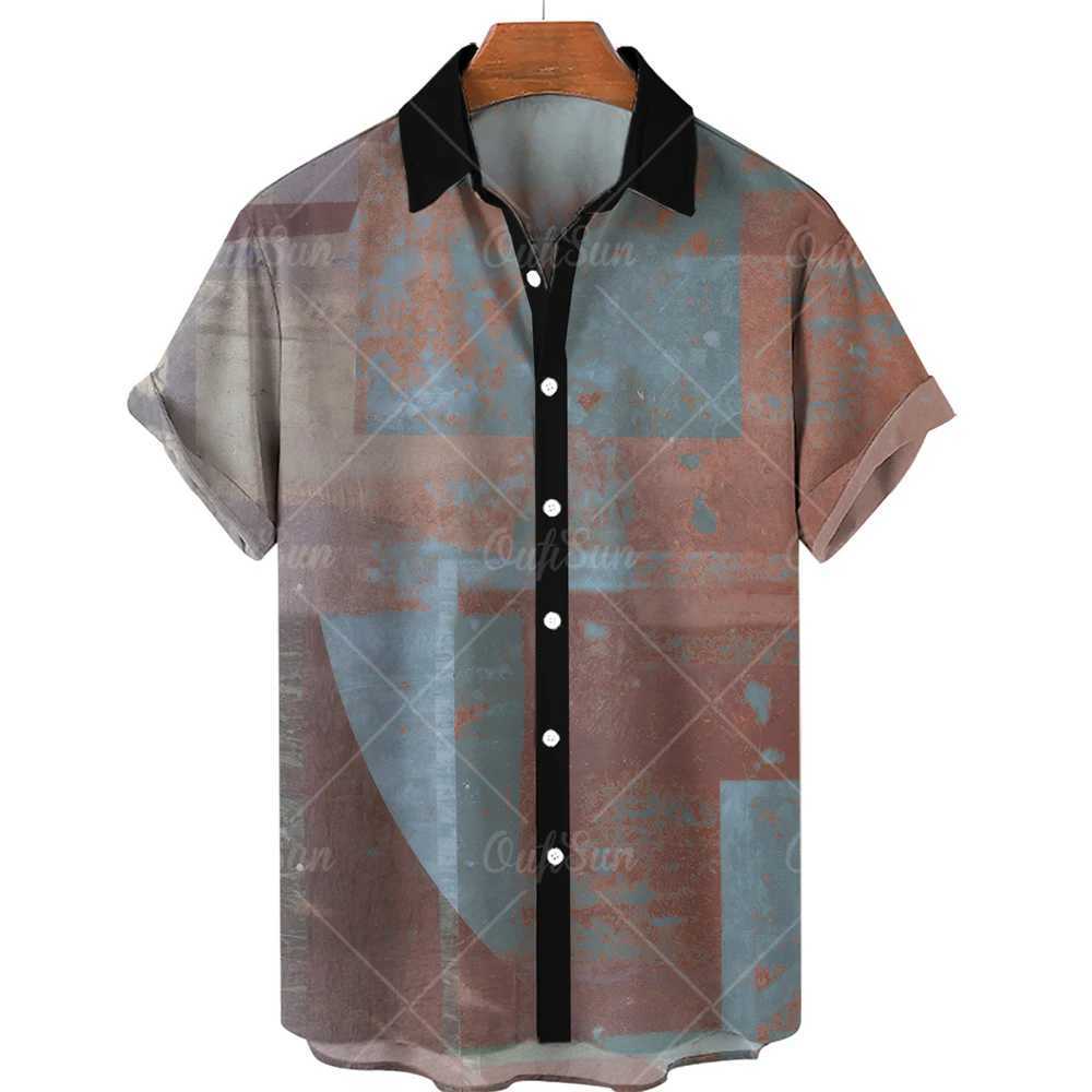 Mens Hawaiian Shirts Mens Short Sleeved Vintage Shirt Mens Fashionable Summer Beach Tops Loose And Comfortable mens Clothing W250627