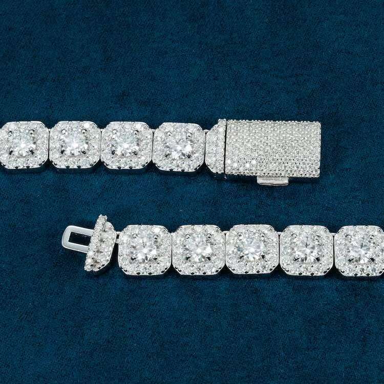 Top Grade 10MM round Halo Moissanite Diamond Chain New Arrival Hip Hop Style Link Bracelet Best Price Fine Jewelry