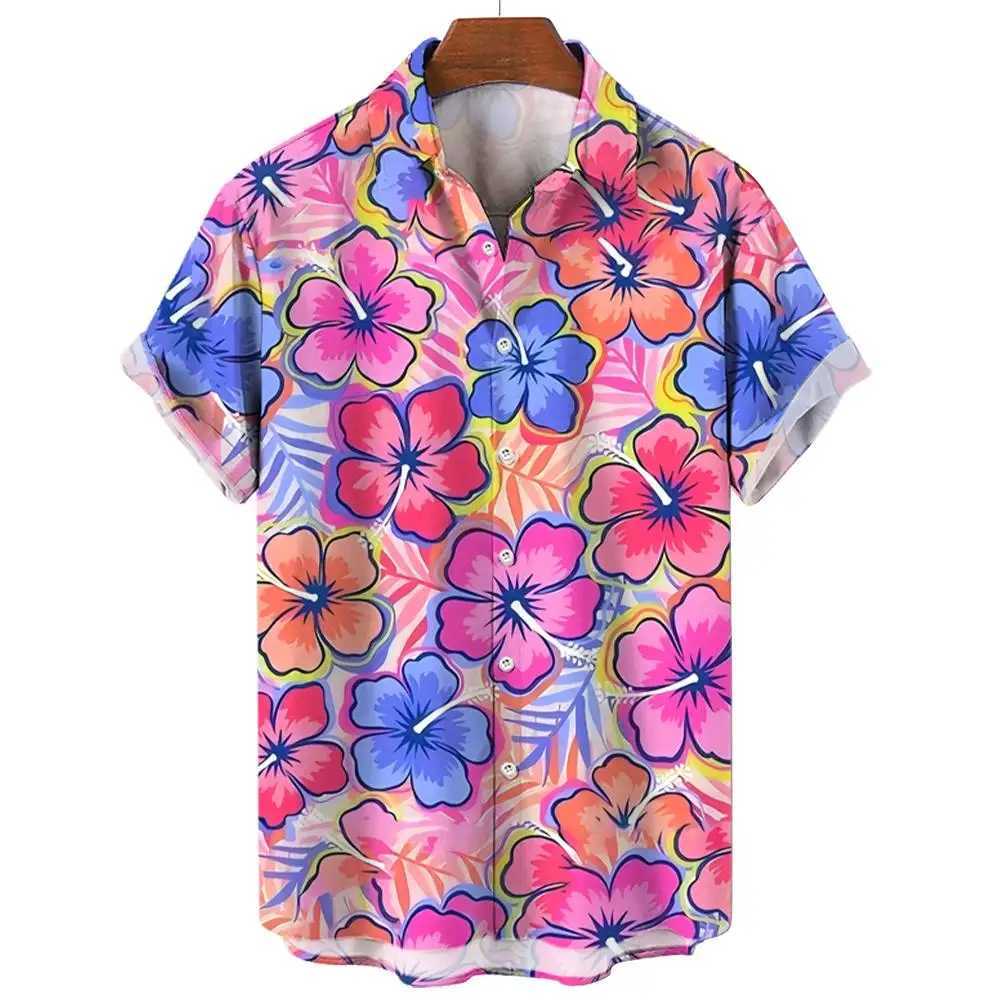 Mens Shirt Summer New Hawaiian Shirt Casual Shirt Beach Shirt Short Sleeve Flower Plant Lapel Hawaiian Holiday Clothing Apparel W250627